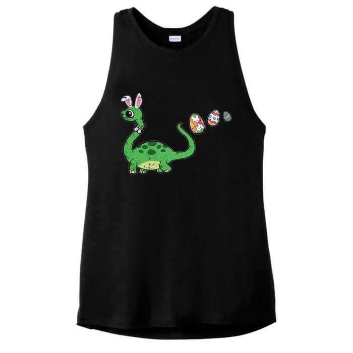 Dinosaur Bunny Ears Easter Egg Hunting Brontosaurus Spring Gift Ladies Tri-Blend Wicking Tank