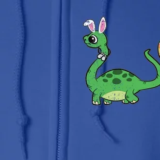 Dinosaur Bunny Ears Easter Egg Hunting Brontosaurus Spring Gift Full Zip Hoodie