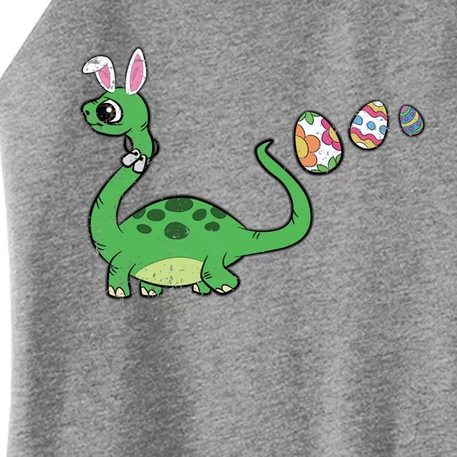 Dinosaur Bunny Ears Easter Egg Hunting Brontosaurus Spring Gift Women’s Perfect Tri Rocker Tank