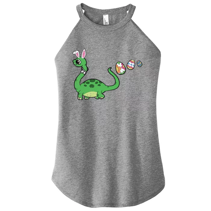 Dinosaur Bunny Ears Easter Egg Hunting Brontosaurus Spring Gift Women’s Perfect Tri Rocker Tank