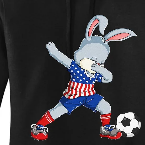 Dabbing Bunny Easter Day Soccer Happy Easter Women's Pullover Hoodie