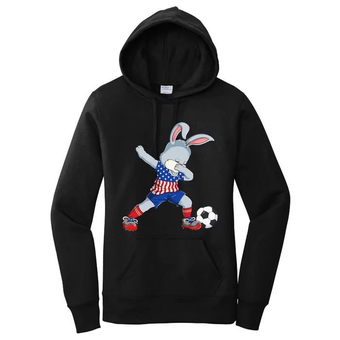 Dabbing Bunny Easter Day Soccer Happy Easter Women's Pullover Hoodie