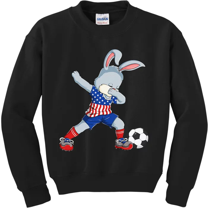 Dabbing Bunny Easter Day Soccer Happy Easter Kids Sweatshirt