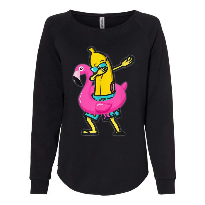 Dabbing Banana Flamingo Float Summer Tropical Fruit Hawaii Womens California Wash Sweatshirt