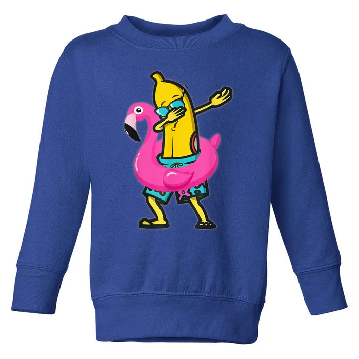 Dabbing Banana Flamingo Float Summer Tropical Fruit Hawaii Toddler Sweatshirt