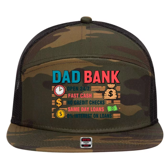 Dad Bank Fast Cash No Credits Checks 7 Panel Mesh Trucker Snapback Hat