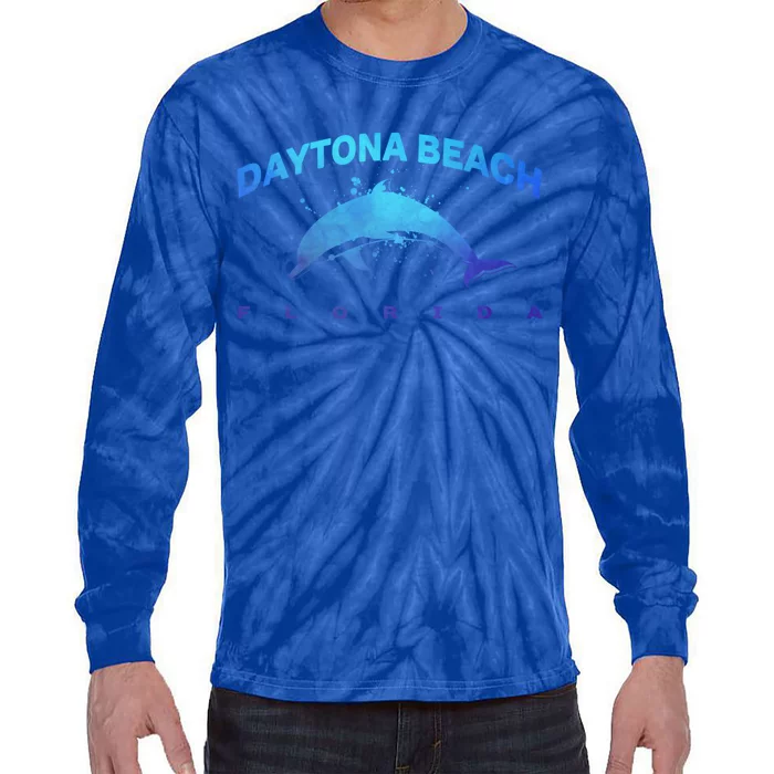 Daytona Beach Florida Dolphin Lover Spring Break Vacation Meaningful Gift Tie-Dye Long Sleeve Shirt