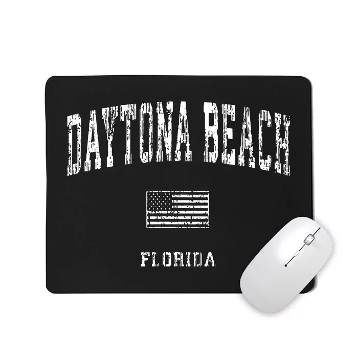 Daytona Beach Florida Fl Vintage American Flag Mousepad