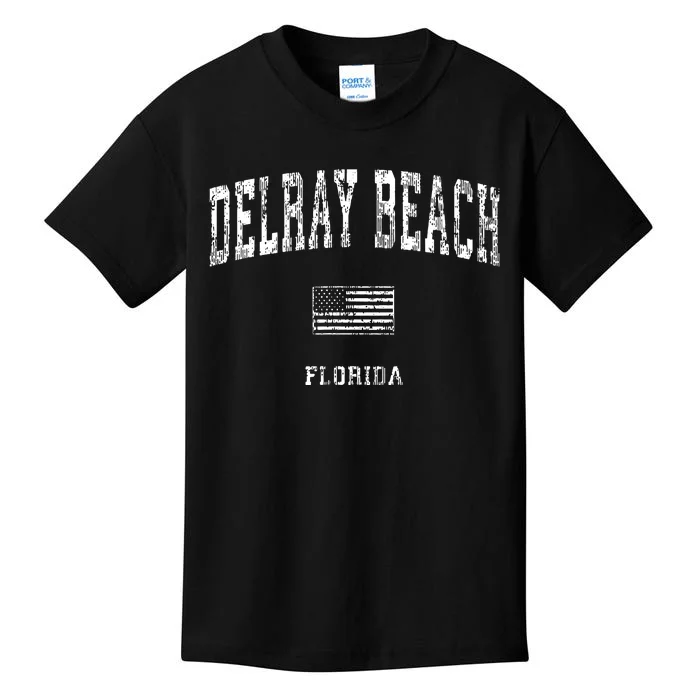 Delray Beach Florida Fl Vintage American Flag Kids T-Shirt