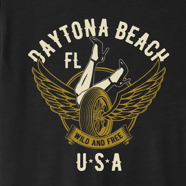 Daytona Beach Fl Legs In Heels Hotrod Biker Wings ChromaSoft Performance T-Shirt