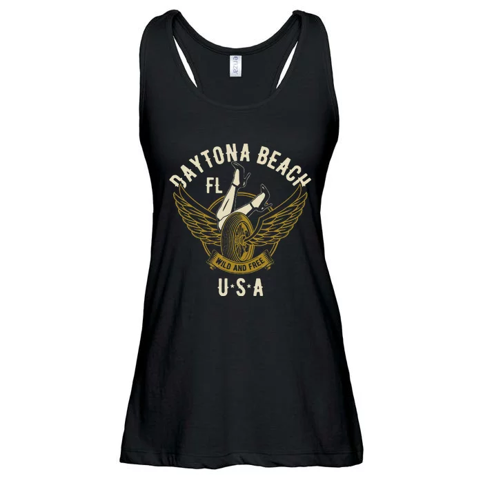 Daytona Beach Fl Legs In Heels Hotrod Biker Wings Ladies Essential Flowy Tank