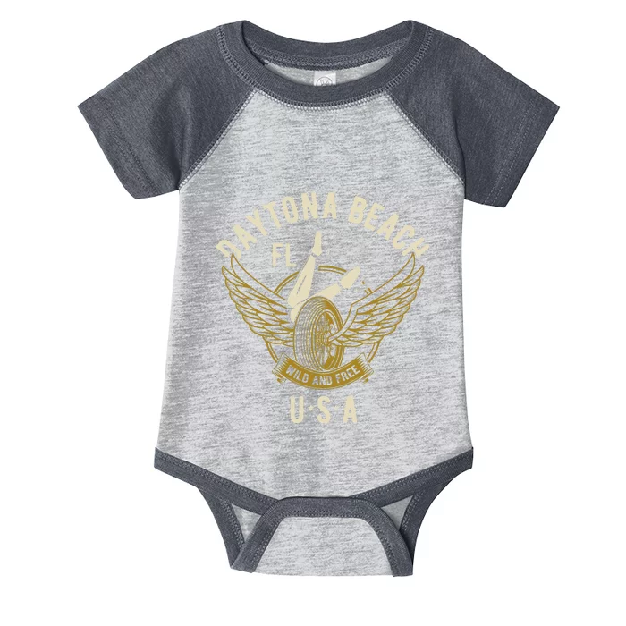 Daytona Beach Fl Legs In Heels Hotrod Biker Wings Infant Baby Jersey Bodysuit