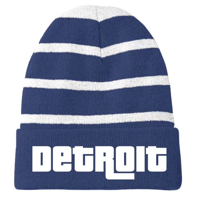 Detroit Bold Future Style Logo Striped Beanie with Solid Band