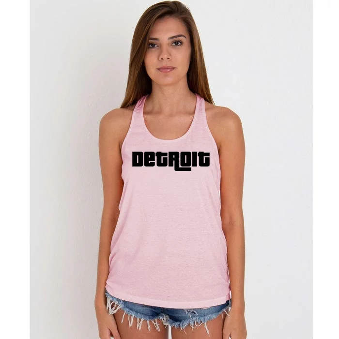 Detroit Bold Future Style Logo Women's Knotted Racerback Tank