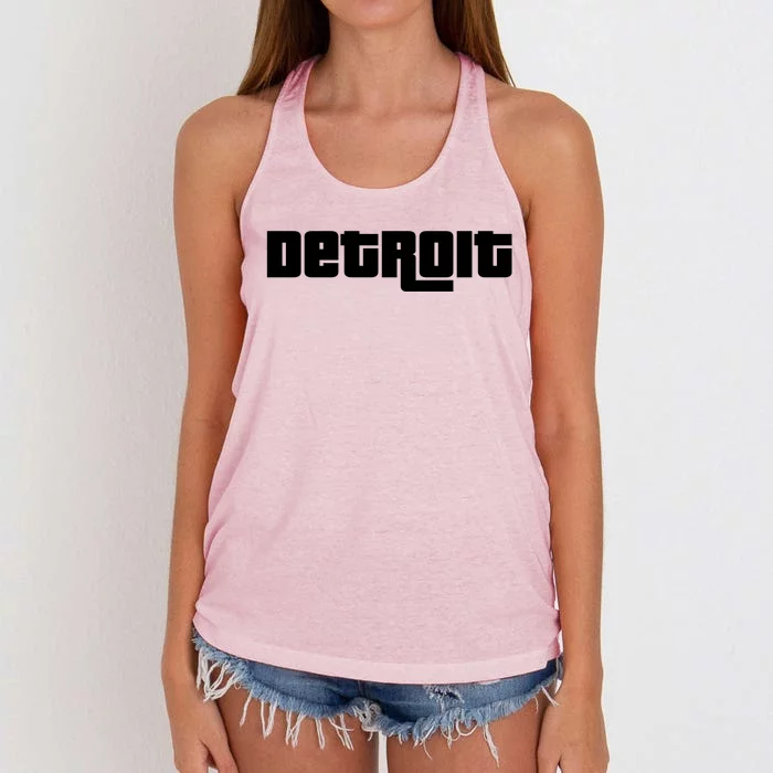 Detroit Bold Future Style Logo Women's Knotted Racerback Tank