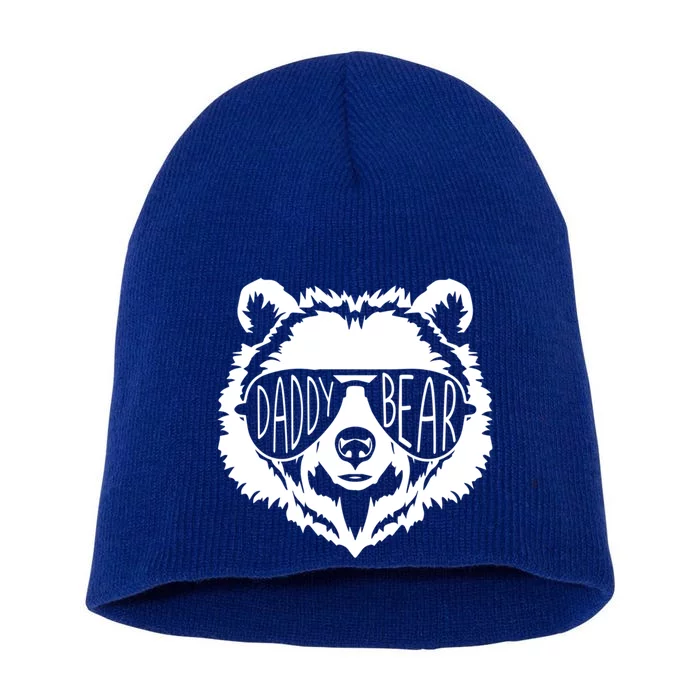 Daddy Bear Face With Sunglasses Gift Short Acrylic Beanie