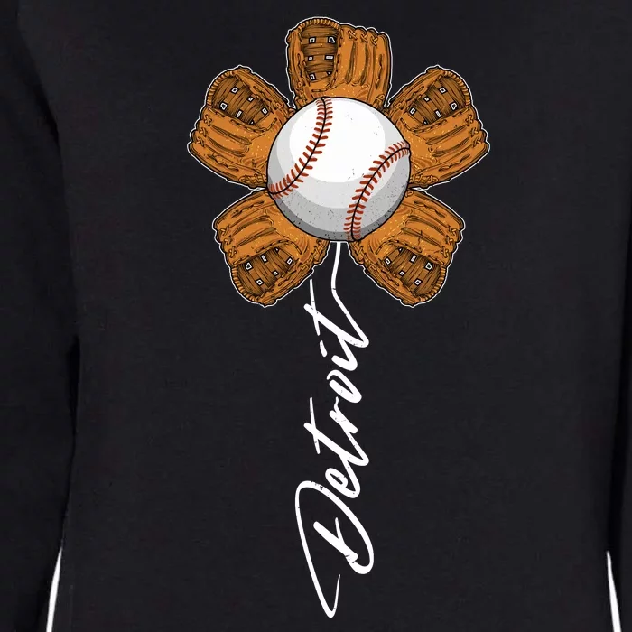 Detroit Baseball Flower Sports Fan Womens California Wash Sweatshirt