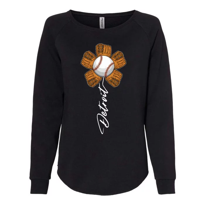 Detroit Baseball Flower Sports Fan Womens California Wash Sweatshirt