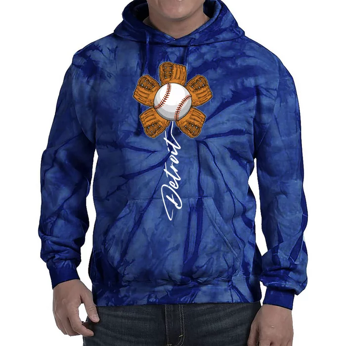 Detroit Baseball Flower Sports Fan Tie Dye Hoodie