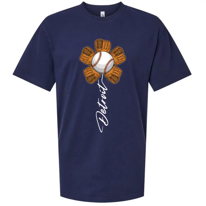 Detroit Baseball Flower Sports Fan Sueded Cloud Jersey T-Shirt