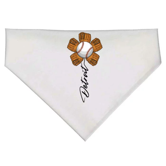 Detroit Baseball Flower Sports Fan USA-Made Doggie Bandana