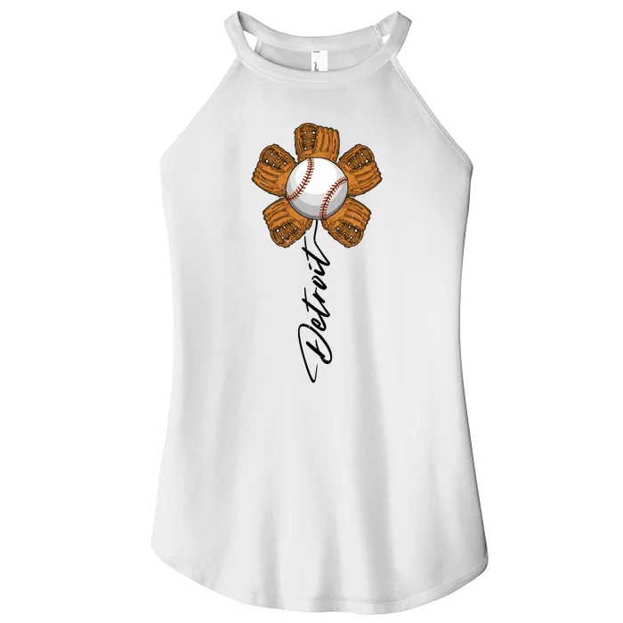 Detroit Baseball Flower Sports Fan Women’s Perfect Tri Rocker Tank