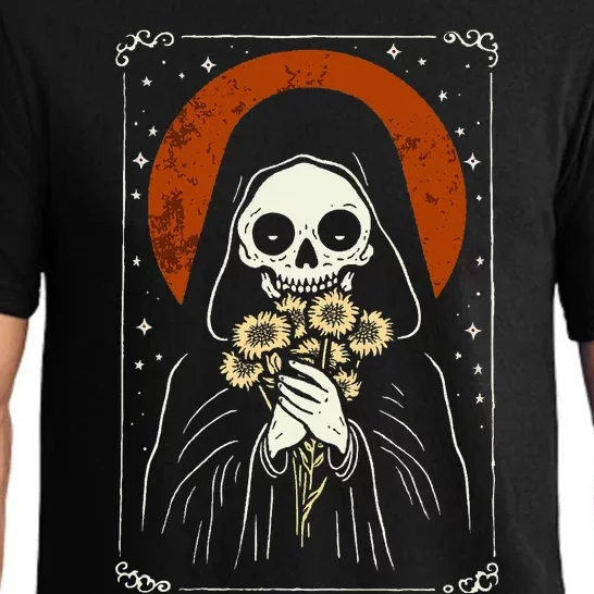 Death Brings Flowers Cute Reaper Skull And Bouquet Pajama Set