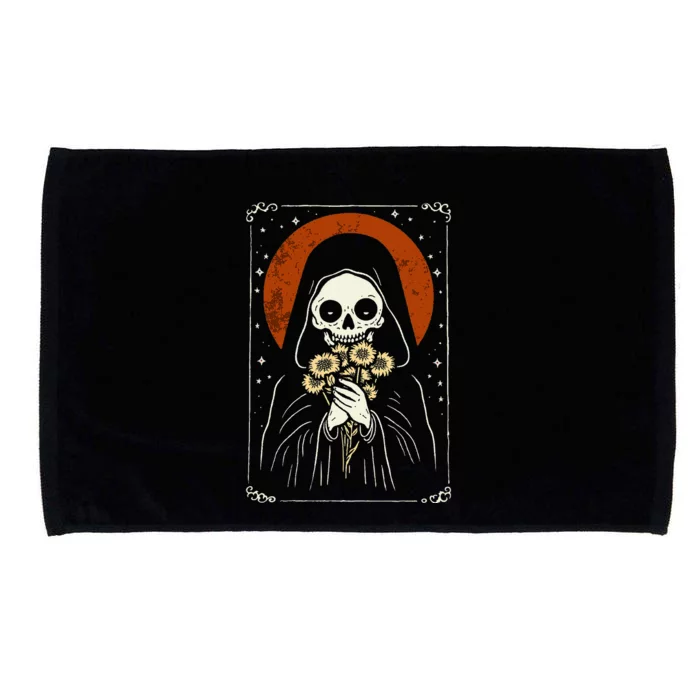 Death Brings Flowers Cute Reaper Skull And Bouquet Microfiber Hand Towel