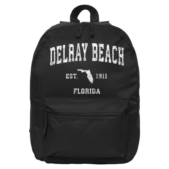 Delray Beach Florida Fl Vintage Athletic Sports 16 in Basic Backpack