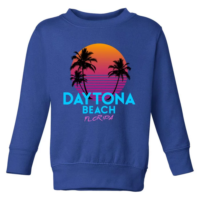 Daytona Beach Florida Retro 80s Gift Toddler Sweatshirt