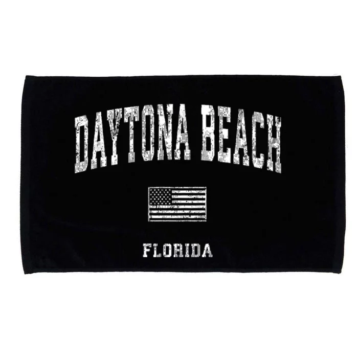 Daytona Beach Florida Fl Vintage American Flag Microfiber Hand Towel