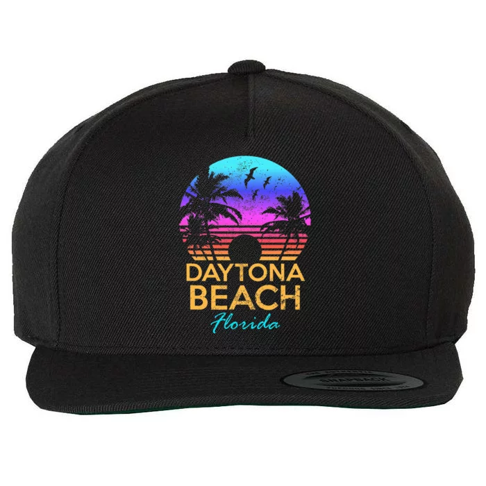 Daytona Beach Florida Vintage Sunset Summer Vibe Graphic Wool Snapback Cap