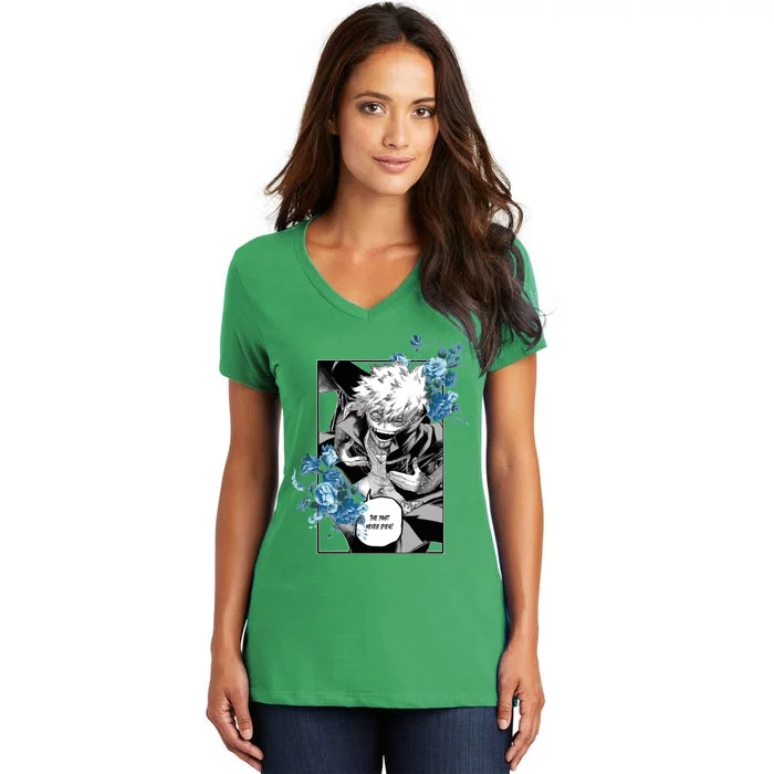 Dabi Blue Flowers Women's V-Neck T-Shirt