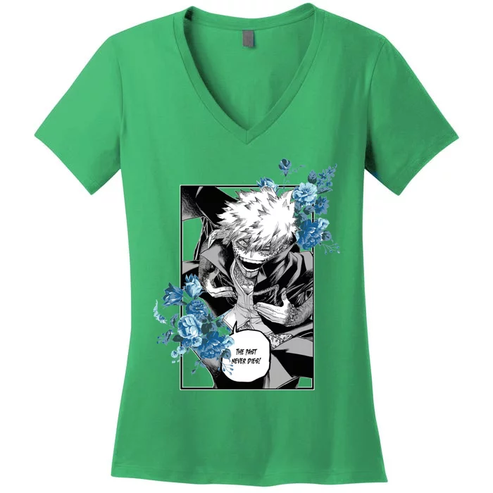 Dabi Blue Flowers Women's V-Neck T-Shirt