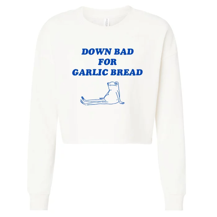 Down Bad For Garlic Bread Froggy Cropped Pullover Crew