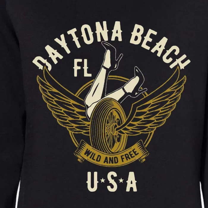 Daytona Beach Fl Legs In Heels Hotrod Biker Wings Womens California Wash Sweatshirt