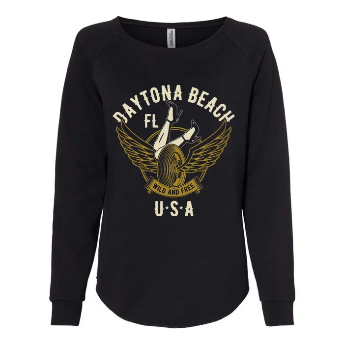 Daytona Beach Fl Legs In Heels Hotrod Biker Wings Womens California Wash Sweatshirt