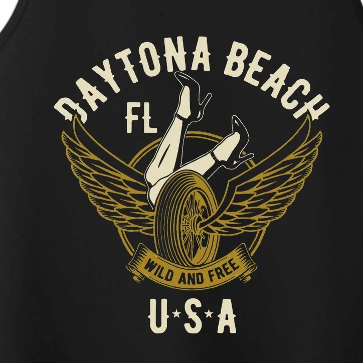 Daytona Beach Fl Legs In Heels Hotrod Biker Wings Performance Tank