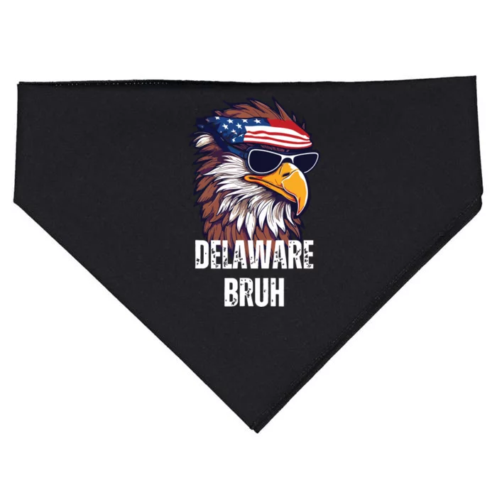 Delaware Bruh Funny Usa Bald Eagle American Flag USA-Made Doggie Bandana