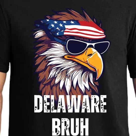 Delaware Bruh Funny Usa Bald Eagle American Flag Pajama Set