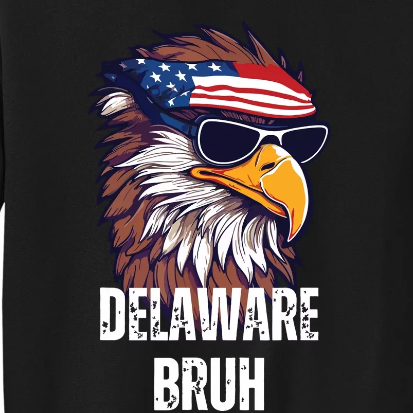 Delaware Bruh Funny Usa Bald Eagle American Flag Tall Sweatshirt