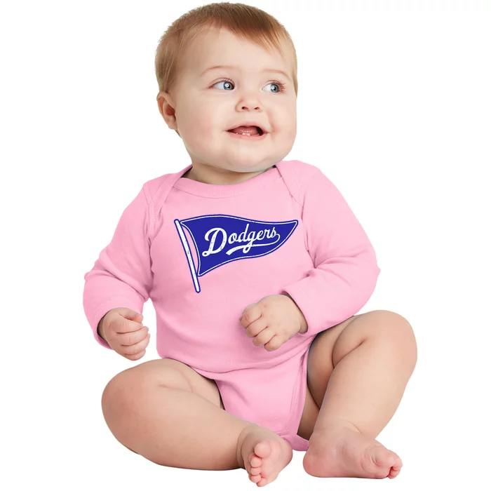 Dodger Baseball Flag Baby Long Sleeve Bodysuit