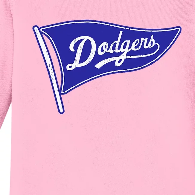 Dodger Baseball Flag Baby Long Sleeve Bodysuit