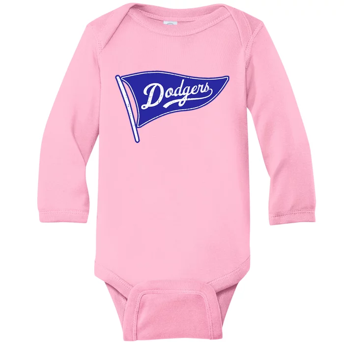 Dodger Baseball Flag Baby Long Sleeve Bodysuit