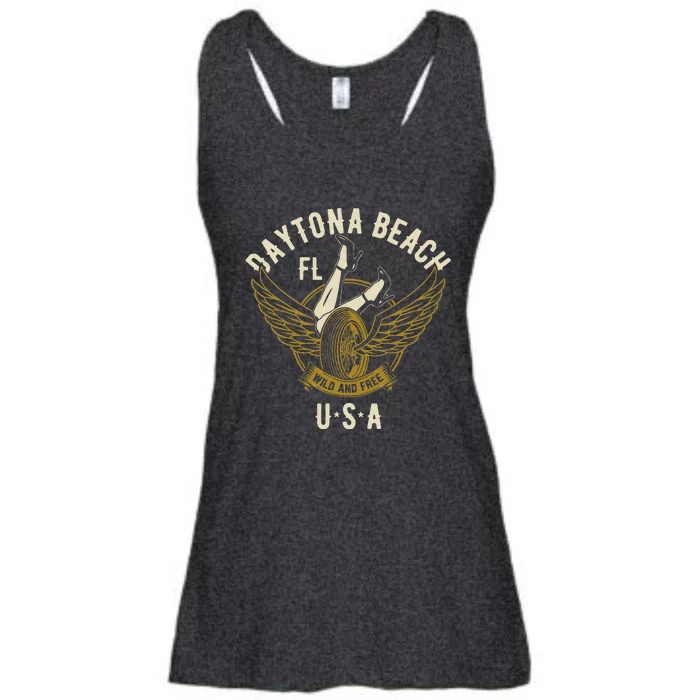 Daytona Beach Fl Legs In Heels Hotrod Biker Wings Design Ladies Essential Flowy Tank