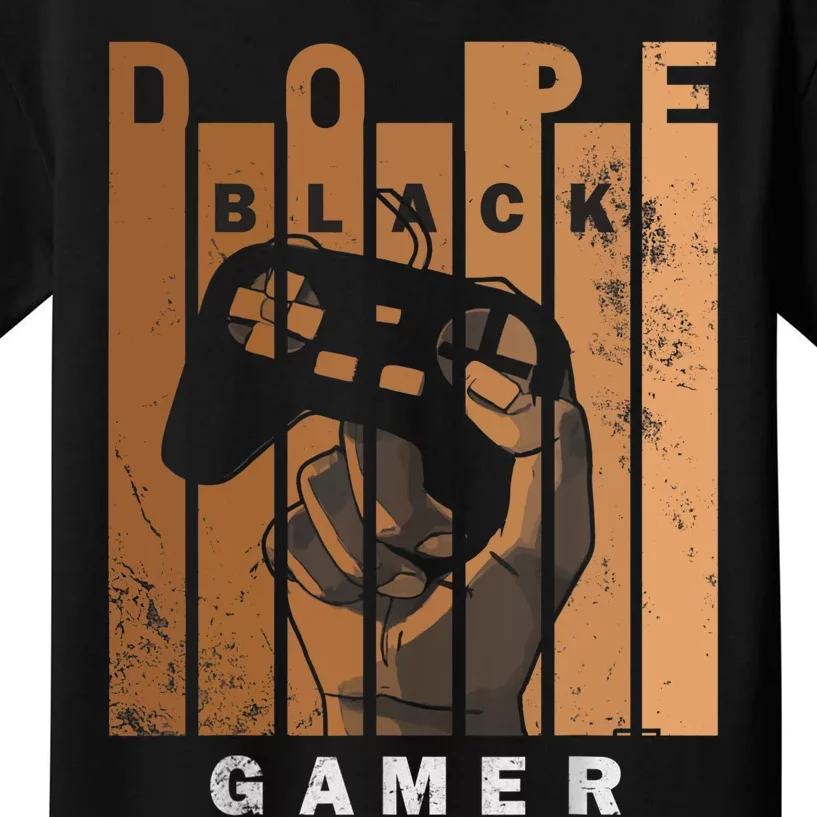 Dope Black Gamer Black Histroy Month Design For Gaming Lover Kids T-Shirt