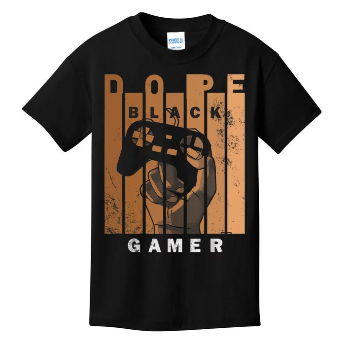 Dope Black Gamer Black Histroy Month Design For Gaming Lover Kids T-Shirt