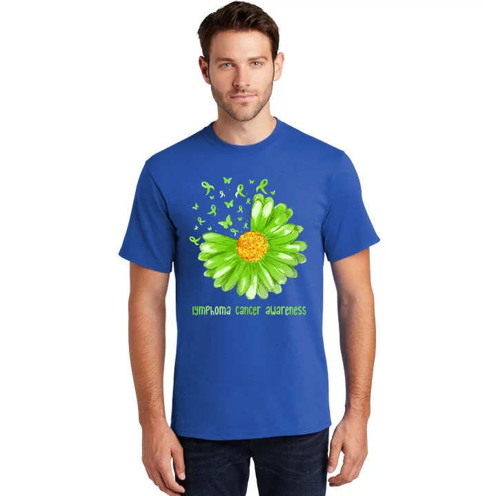 Daisy Butterfly Green Ribbon Lymphoma Cancer Awareness Gift Tall T-Shirt