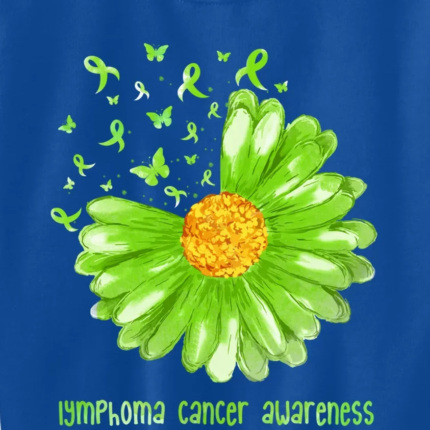 Daisy Butterfly Green Ribbon Lymphoma Cancer Awareness Gift Kids Sweatshirt