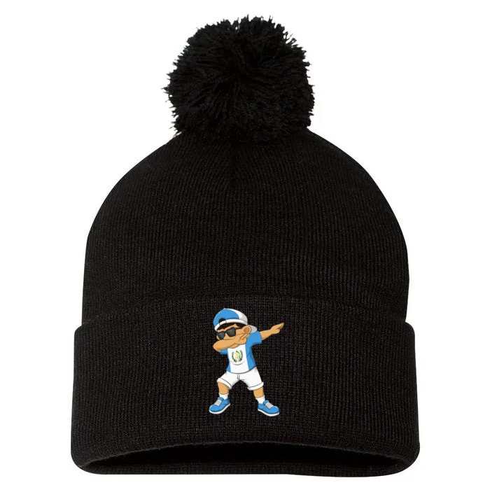 Dabbing Boy Guatemalan Guatemala Flag Kids Dab Dance Pom Pom 12in Knit Beanie